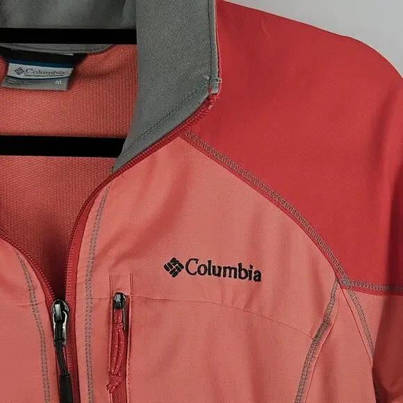 Columbia Softshell Fleece Jacket Coral Zip Up Outdoor Hiking Winter Fall Medium - Picture 3 of 11